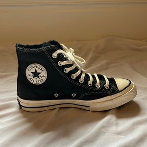 Black leather converse, 70 style with shearling lining